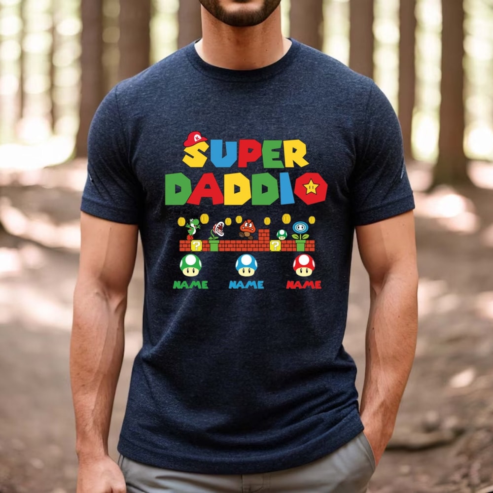 Personalized Super Daddio Comfort Colors® Shirt, Custom Kids Name Dad Shirt, Fathers Day Shirt, Personalized Family Shirt, Super Mario Shirt - 5.jpg