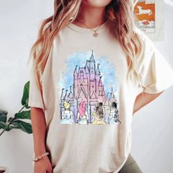 princess disney castle watercolor comfort colors shirt, disneyworld shirt, disney family shirt, disneyland shirt, disney