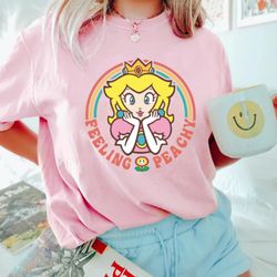 princess peach mario comfort colors shirt, feeling peachy shirt, super mario shirt, princess peach birthday shirt, girls