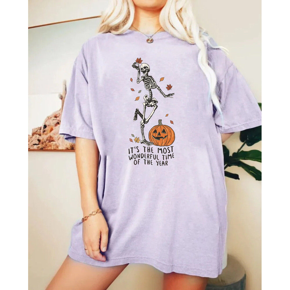 Pumpkin Skeleton The Most Wonderful Time Of The Year Comfort ColorsĀ® Shirt, Skeleton Spooky Season Shirt, Ghost Shirt, Halloween Party Shirt - 4.jpg