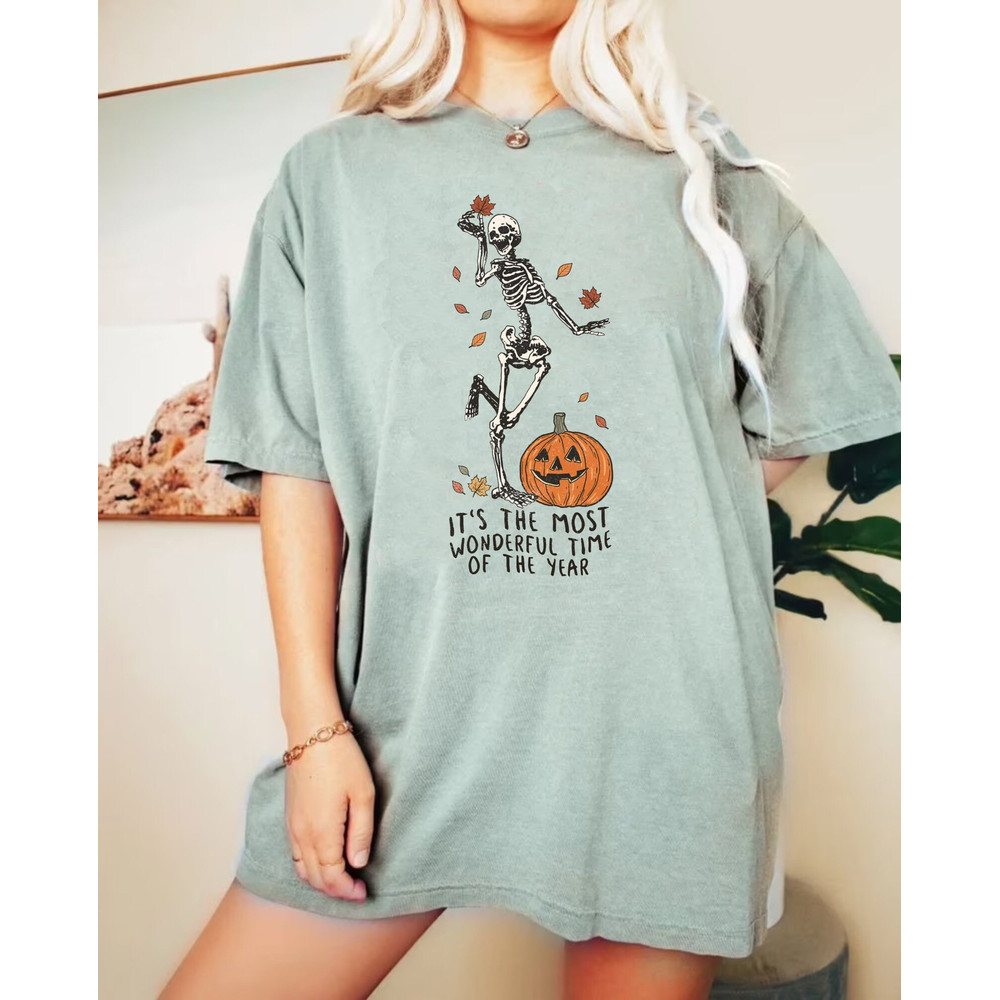 Pumpkin Skeleton The Most Wonderful Time Of The Year Comfort ColorsĀ® Shirt, Skeleton Spooky Season Shirt, Ghost Shirt, Halloween Party Shirt - 6.jpg
