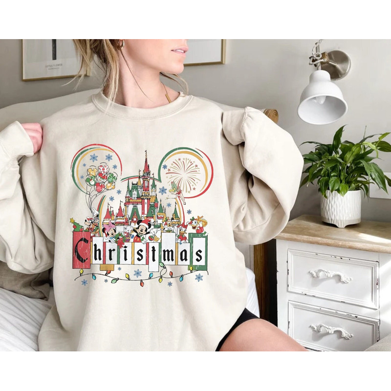 Retro Disneyland Christmas Sweatshirt, Mickey and Friends Christmas Sweatshirt, Christmas Family Shirt, Mickey Sweatshirt,Christmas Sweater - 1.jpg