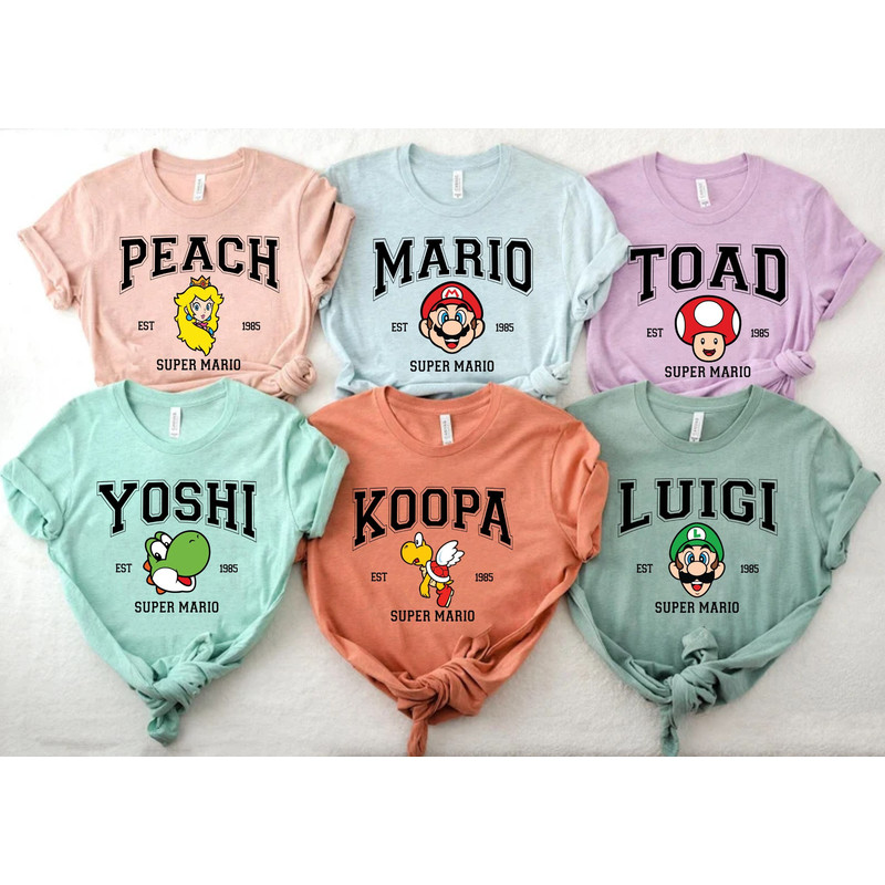 Super Mario Character Comfort Colors® Shirt, Mario Luigi Yoshi Peach Bowser Toad Koopa Shirt, Super Mario Bros Shirt, Mario Matching Shirt - 1.jpg