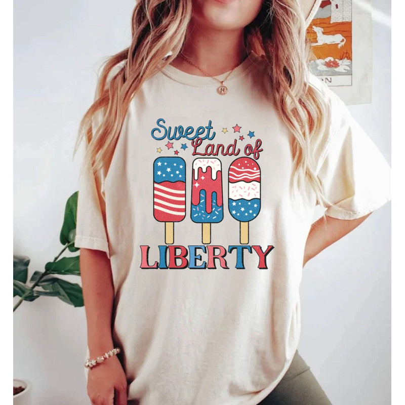Sweet Land Of Liberty Comfort Colors® Shirt, Fourth of July Ice Creams Shirt, Independence Day shirt, American Flag Shirt, Patriotic Shirt - 1.jpg