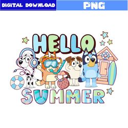 Bluey Dog Beach Svg, Bluey And Bingo Png, Bluey Png, Bingo Png, Bluey Bingo Hello Summer Svg, Disney Png, Png File