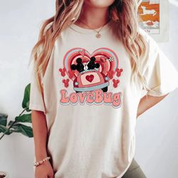 vintage mickey minnie love bug valentine comfort colors shirt, retro disney valentine shirt, disney valentines day shirt