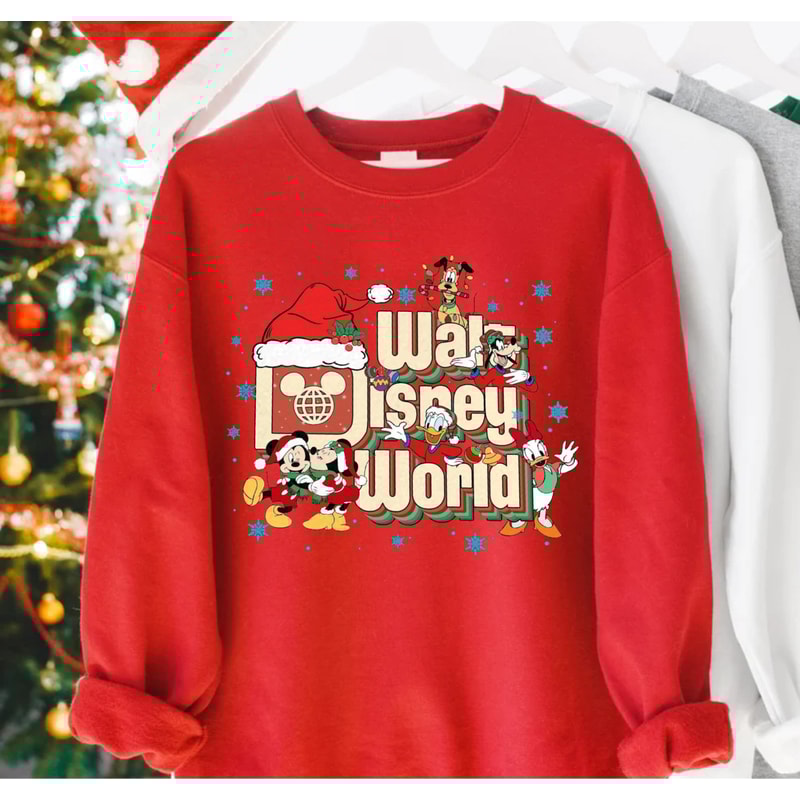 Vintage Walt Disney World Christmas Sweatshirt, Mickey and Friends Christmas Sweatshirt, Disney Family Christmas Shirt, Disney Holiday Shirt - 3.jpg