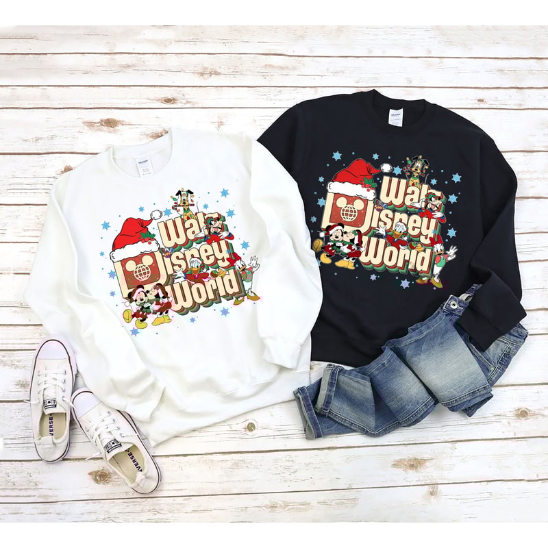 Vintage Walt Disney World Christmas Sweatshirt, Mickey and Friends Christmas Sweatshirt, Disney Family Christmas Shirt, Disney Holiday Shirt - 4.jpg