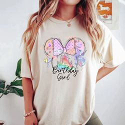 watercolor disney birthday comfort colors shirt, disney birthday squad shirt, colorful vacay shirt, disneyworld shirt, d