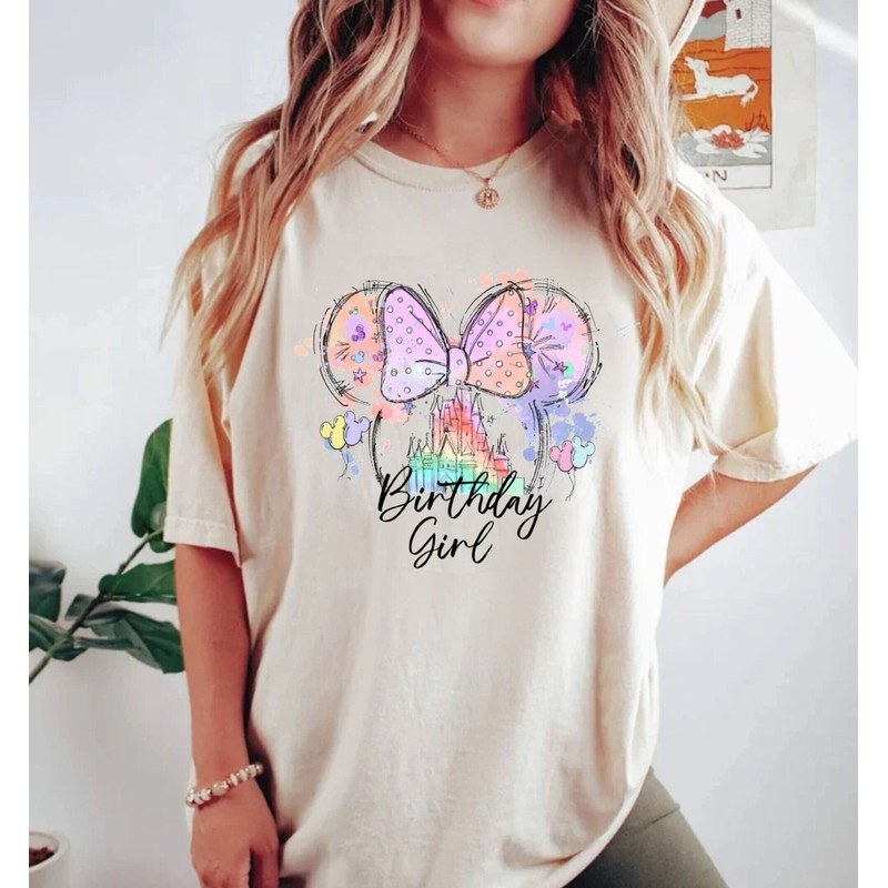 Watercolor Disney Birthday Comfort ColorsĀ® Shirt, Disney Birthday Squad Shirt, Colorful Vacay Shirt, Disneyworld Shirt, Disney Family Shirt - 1.jpg