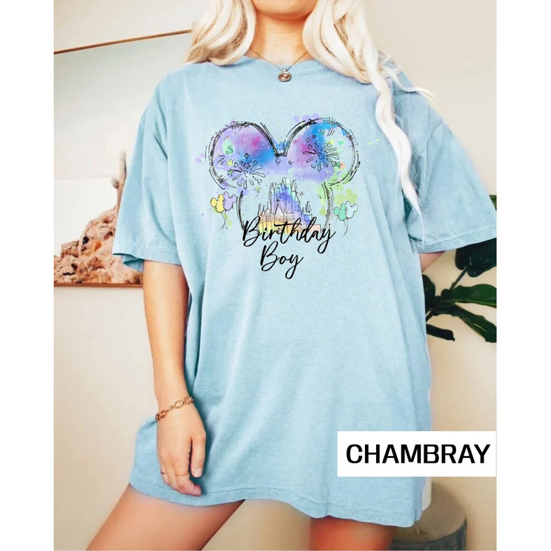 Watercolor Disney Birthday Comfort ColorsĀ® Shirt, Disney Birthday Squad Shirt, Colorful Vacay Shirt, Disneyworld Shirt, Disney Family Shirt - 2.jpg