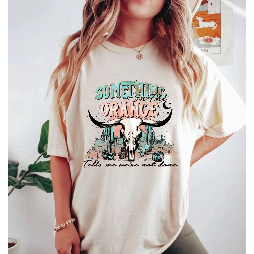 Western Shirt, Over The Orange, Desert Vintage Inspired Tee Shirt, Western Graphic Tee, Retro Tee Shirt, Comfort Colors®, Garment Dyed, Boho - 2.jpg
