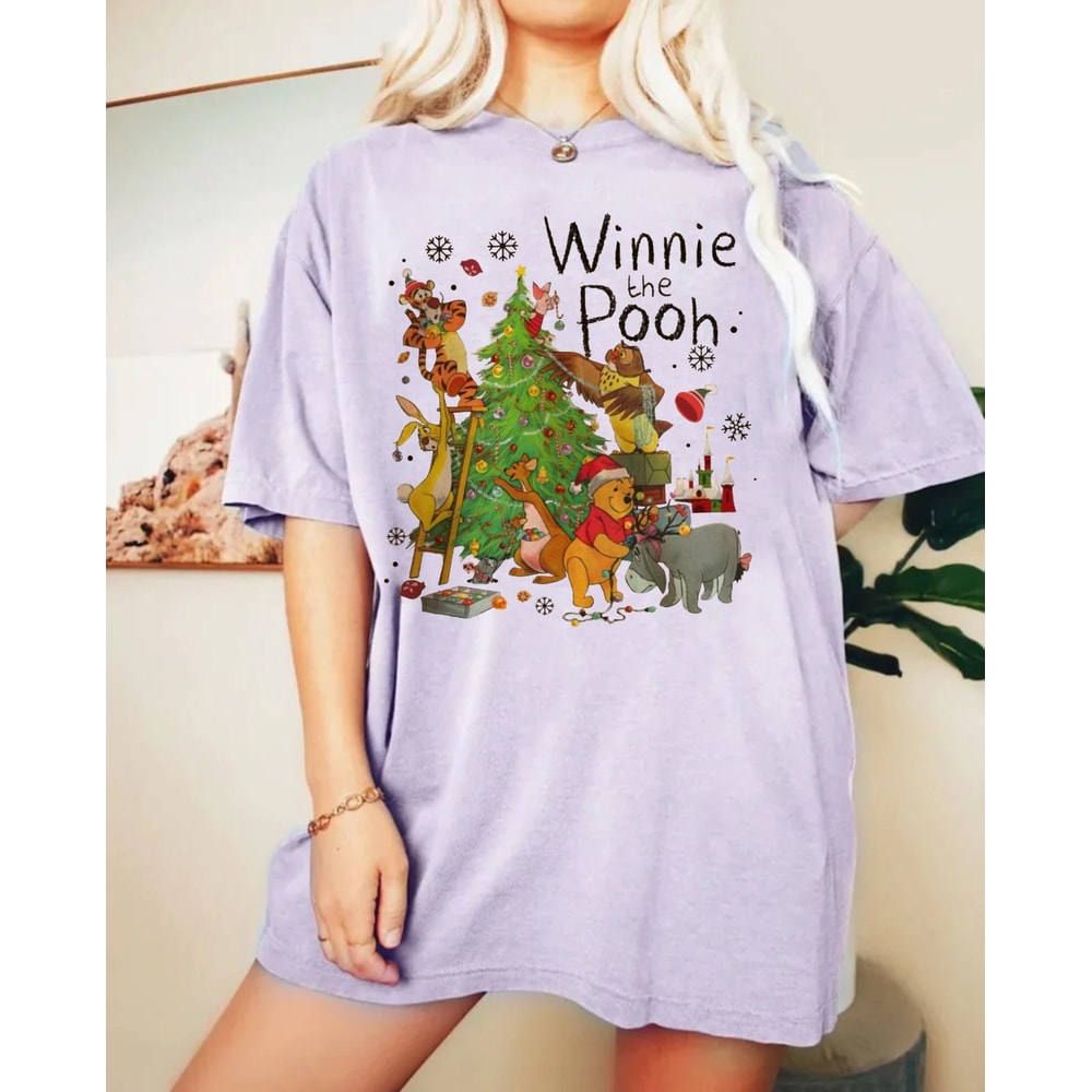 Winnie The Pooh Christmas Comfort Colors® Shirt, The Pooh and Friends Christmas Tree Shirt, Vintage Disney Christmas Shirt, Disneyland Shirt - 6.jpg