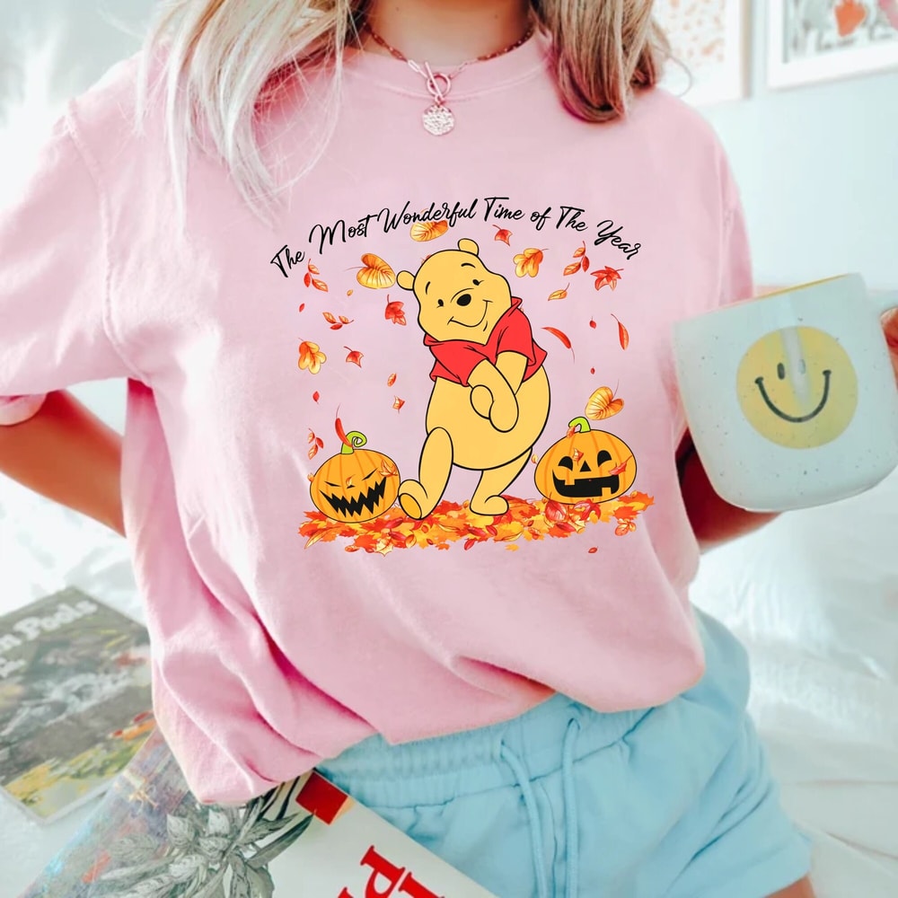 Winnie The Pooh Halloween Comfort Colors® Shirt, Pooh The Most Wonderful Time Of The Year Shirt, Pooh Pumpkin Shirt, Disney Autumn Shirt - 5.jpg