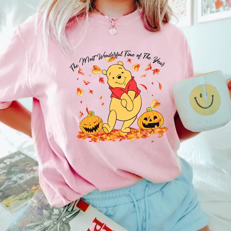 Winnie The Pooh Halloween Comfort Colors® Shirt, Pooh The Most Wonderful Time Of The Year Shirt, Pooh Pumpkin Shirt, Disney Autumn Shirt - 5.jpg