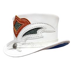 The Storm White Leather Top Hat