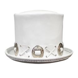 slash one white leather top hat