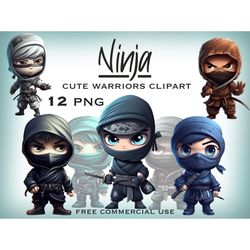 ninja clipart, kawaii anime kid warriors png, japanese manga cute shinobi girls & boys characters, free commercial use