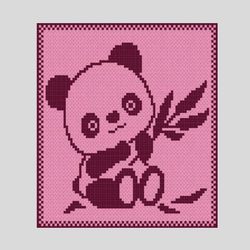 Loop yarn Finger knitted Little Panda blanket pattern PDF Download