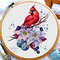 Christmas cardinal cross stitch, Birds cross stitch, Poinsettia cross stitch, Flowers cross stitch, Digital PDF.jpg