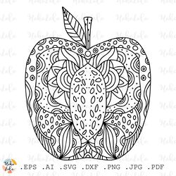 apple coloring page pdf printable, line art clipart png, apple cricut svg, apple stencil template dxf