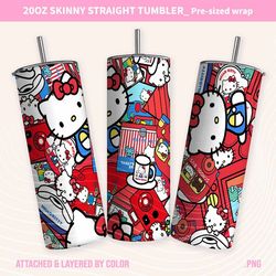 Kawaii Kitty Tumbler Wrap, Kitty Cartoon Tumbler, 20oz Straight Skinny Wrap, Pink Kitty Png, Pink Cat Tumbler Wrap, Png