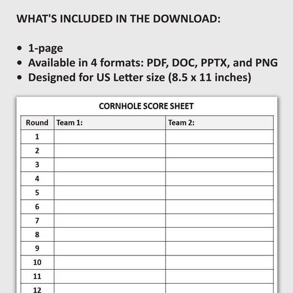 Printable Cornhole Score Sheet, Bean Bag Toss Game Tracker, | Inspire ... Printable Cornhole Score Sheet, Bean Bag Toss Game Tracker, | Inspire ...