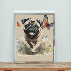 pug cross stitch pattern  instant pdf download - pug watercolor cross stitch pattern - animal cross stitch pattern