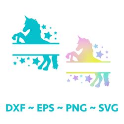 Unicorn Split monogram SVG, Unicorn svg files, SVG files for cricut, Digital download, instant download, Gift for girls