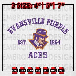 Evansville Purple Aces Embroidery files, NCAA Embroidery Designs, NCAA Evansville Purple Aces Machine Embroidery Pattern