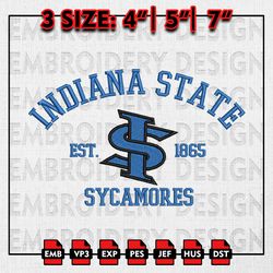 Indiana State Sycamores Embroidery files, NCAA Embroidery Designs, Indiana State Sycamores Machine Embroidery Pattern