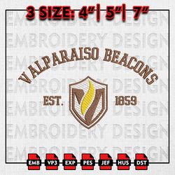 Valparaiso Beacons Embroidery files, NCAA Embroidery Designs, NCAA Valparaiso Beacons Machine Embroidery Pattern