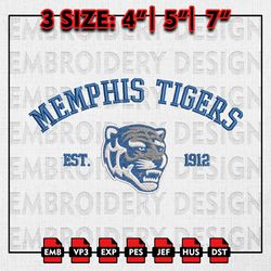 Memphis Tigers Embroidery files, NCAA Embroidery Designs, NCAA Memphis Tigers Machine Embroidery Pattern