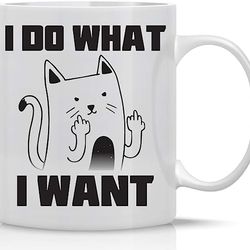 aw fashions i do what i want cat mug - funny cat mug - 11oz coffee mug - mugs for women – angry cat mug, grumpy cat mug