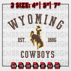 Wyoming Cowboys Embroidery files, NCAA Embroidery Designs, NCAA Wyoming Cowboys Machine Embroidery Pattern