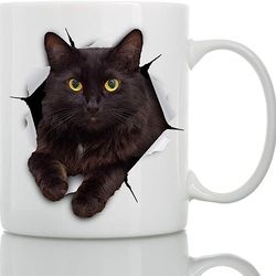 black cat coffee mug - ceramic funny coffee mug - perfect cat lover gift - cute cat coffee mugs present