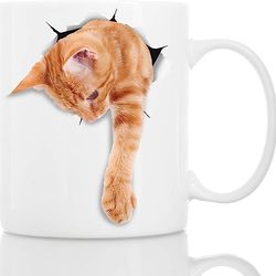 adorable ginger cat coffee mug - ceramic funny coffee mug - perfect cat lover gift - cute tabby cat coffee mug