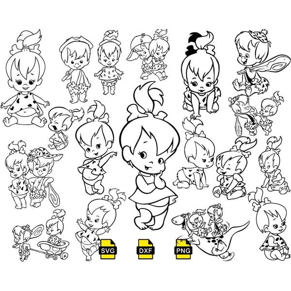 Peebles Svg Pebbles svg, The Flintstones Outline svg, Pebbles Flinstone | Inspire ...