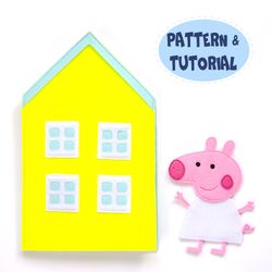 Peppa Pig Doll House from felt, PDF pattern