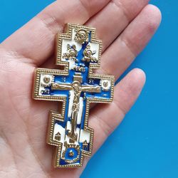 orthodox ancient cross of 19 century brass cross colorful enamel free shipping