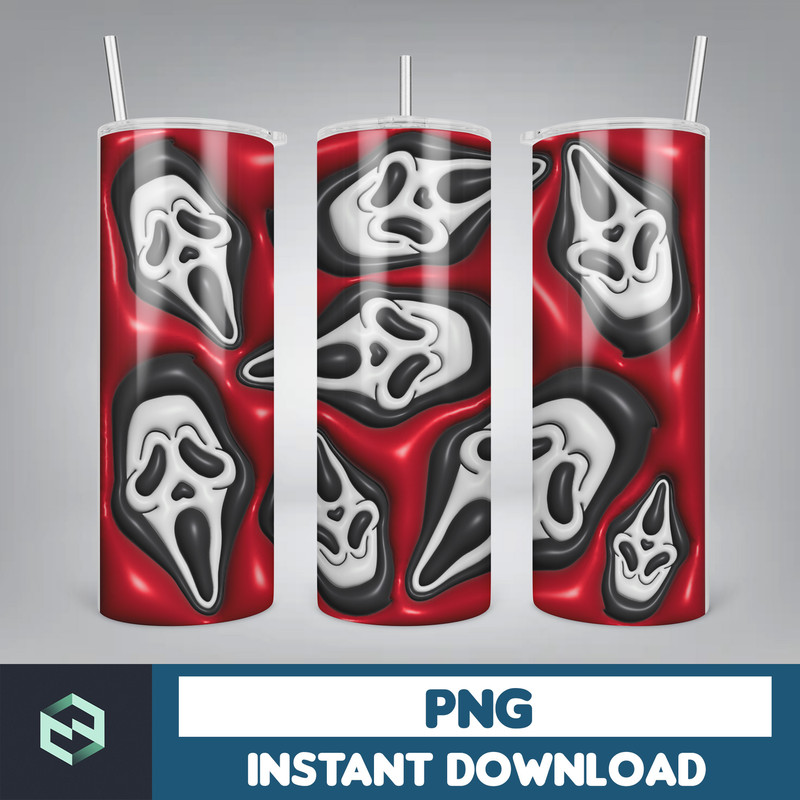 3D Inflated Puff Puffy Horror Movie Characters Icons Inflate Halloween Png, Tumbler wrap designs Scary Mask ghost Face tumbler, Instant Download (1).jpg