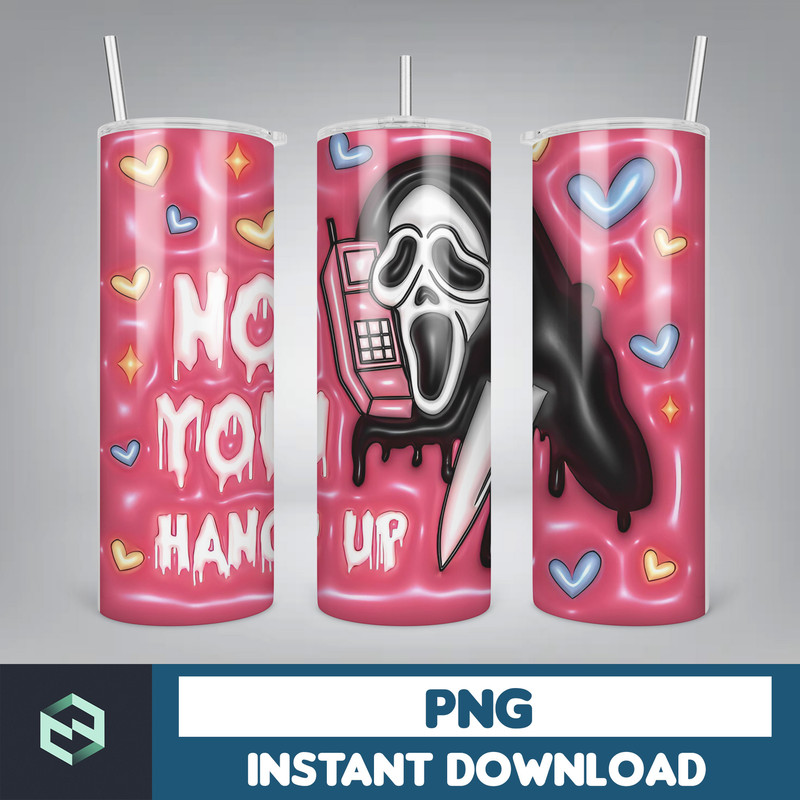 3D Inflated Puff Puffy Horror Movie Characters Icons Inflate Halloween Png, Tumbler wrap designs Scary Mask ghost Face tumbler, Instant Download (4).jpg