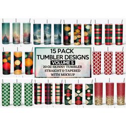 20 Oz Christmas Skinny Tumbler Sublimation Wraps Bundle, Volume 5, Christmas Designs PNG Bundle, Straight, Tapered, Subl