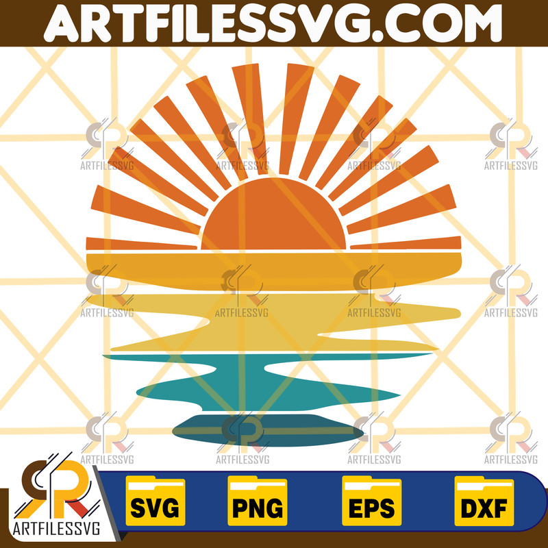 Retro Sunset Rays Wavy Svg, Vintage Svg, Retro Sunshine Svg, Sun Rays Svg, Beachy Vibes Svg, Retro Summer Time , Sunset Svg.jpg