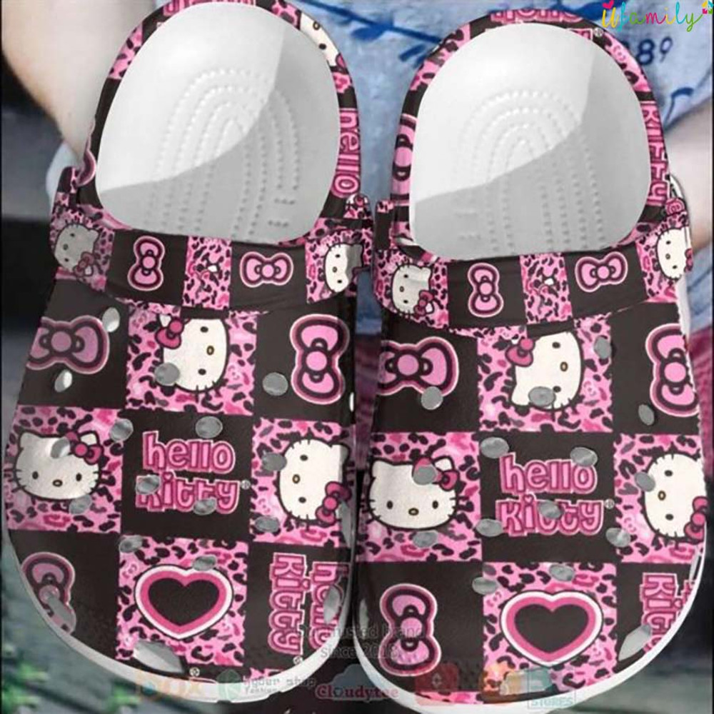 Hello Kitty Pattern Black And Pink Crocs - Step into style with Funny Crocs.jpg