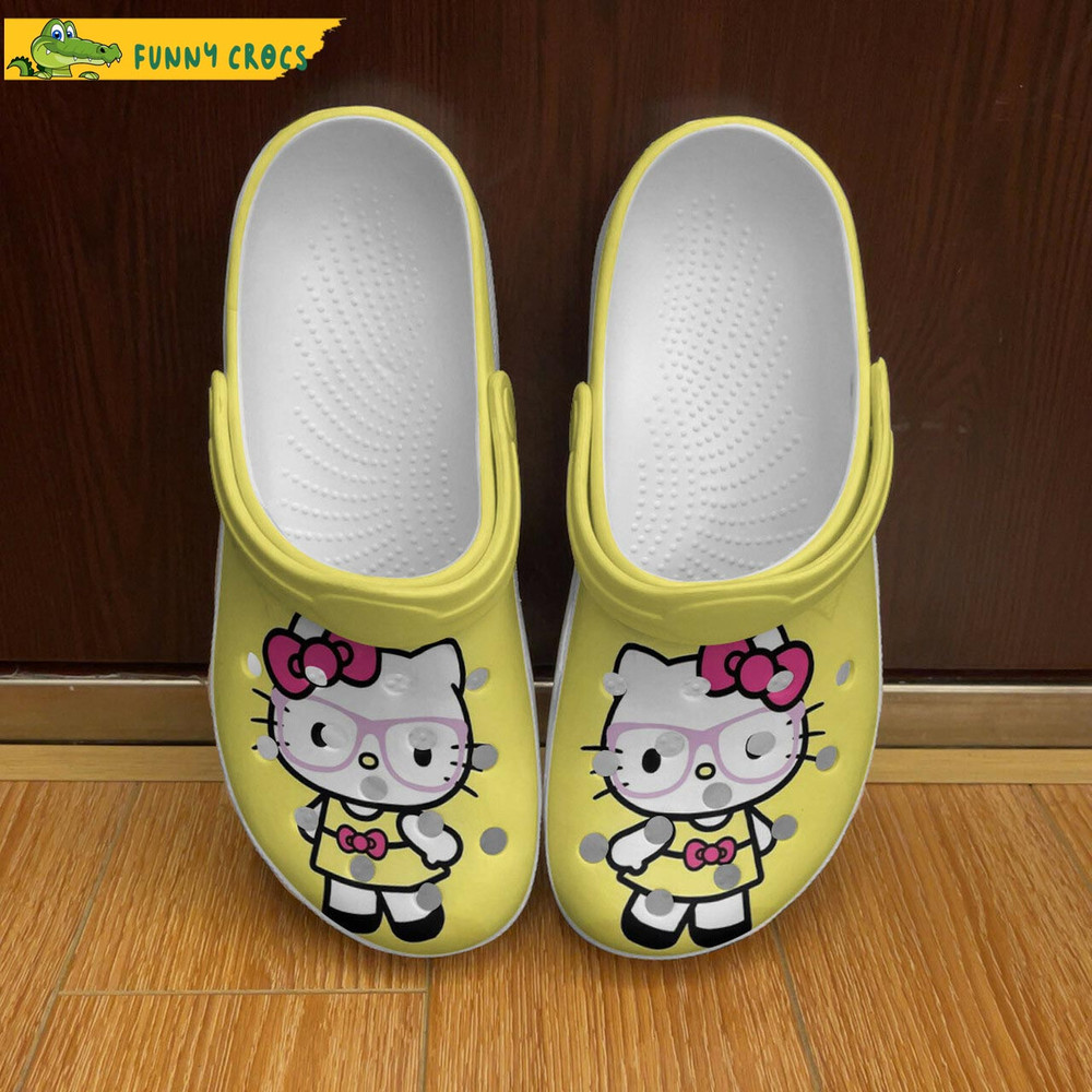Hello Kitty x Pink Glasses So Cute Yellow Crocs - Step into style with Funny Crocs.jpg