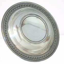 ALVIN Sterling silver 925 serving bowl plate tray Original end 1920s wide cm 23 weights 202 grams Repousse silver flower