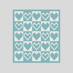 Loop yarn Finger knitted Hearts Checkered blanket pattern PDF Download