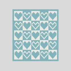 loop yarn finger knitted hearts checkered blanket pattern pdf download