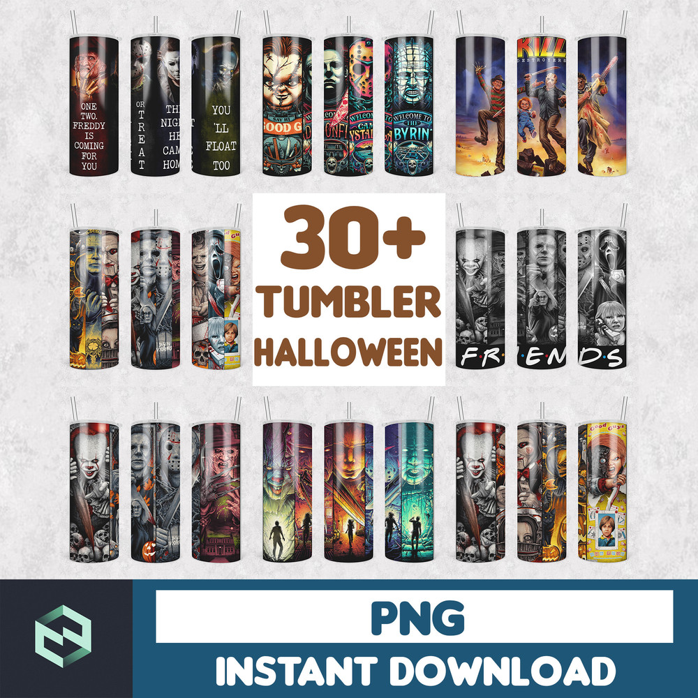 30+ Designs Horror Tumbler Design Bundle, 20oz Tumblers, Tumbler Wrap, Tumbler Designs, PNG Sublimation Design, Halloween Designs.jpg